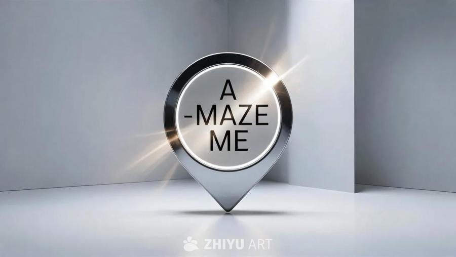 一个GPS指针，里面写着“A-maze-Me”，背