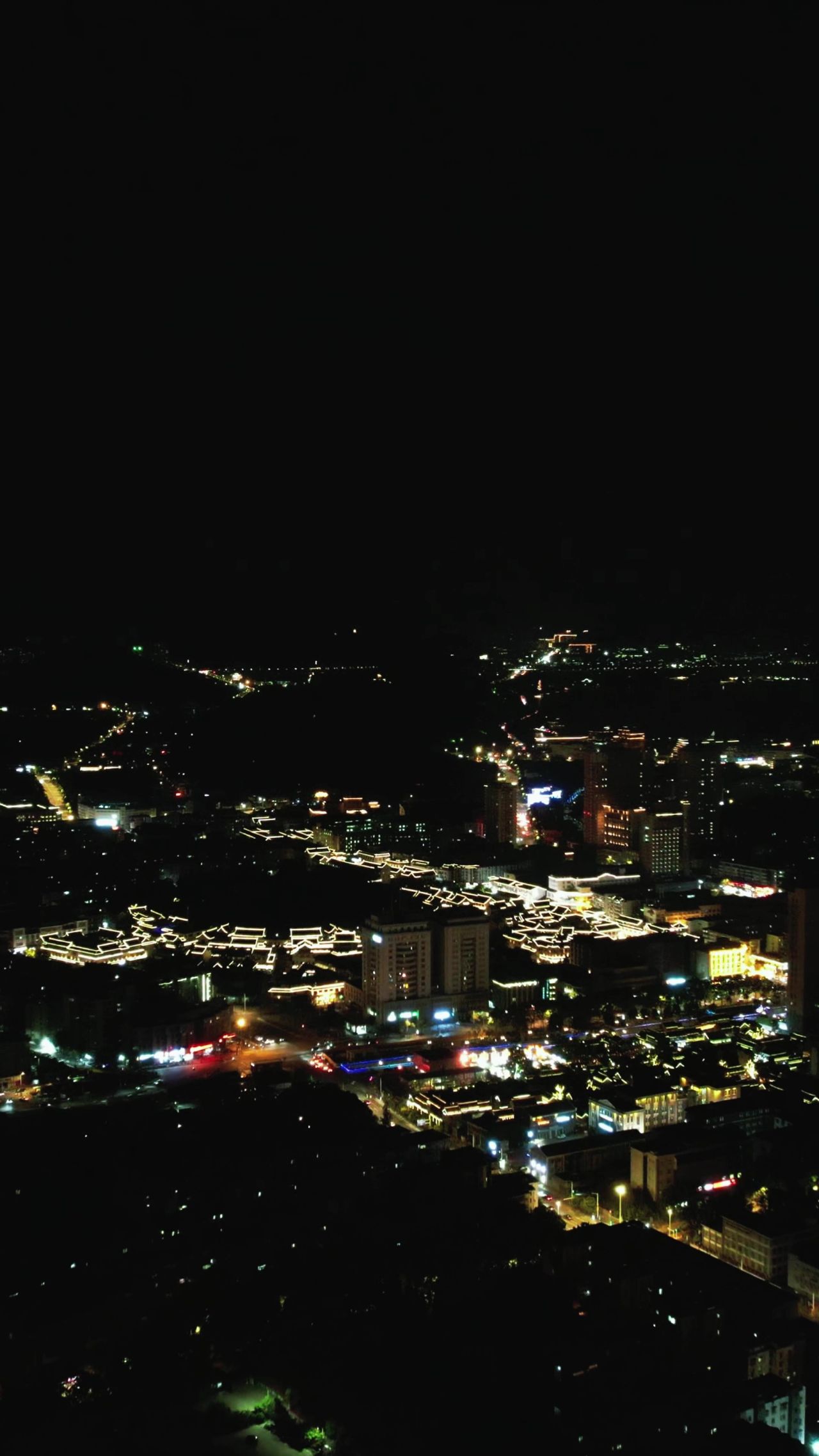江苏徐州城市夜景灯光竖屏航拍