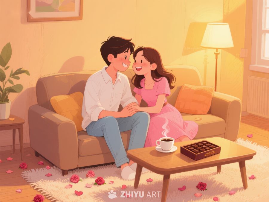 温馨客厅中的甜蜜情侣 756