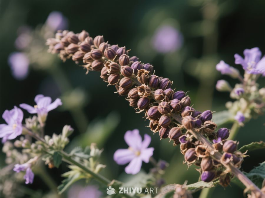 紫色花穗与淡雅小花的自然美景 717