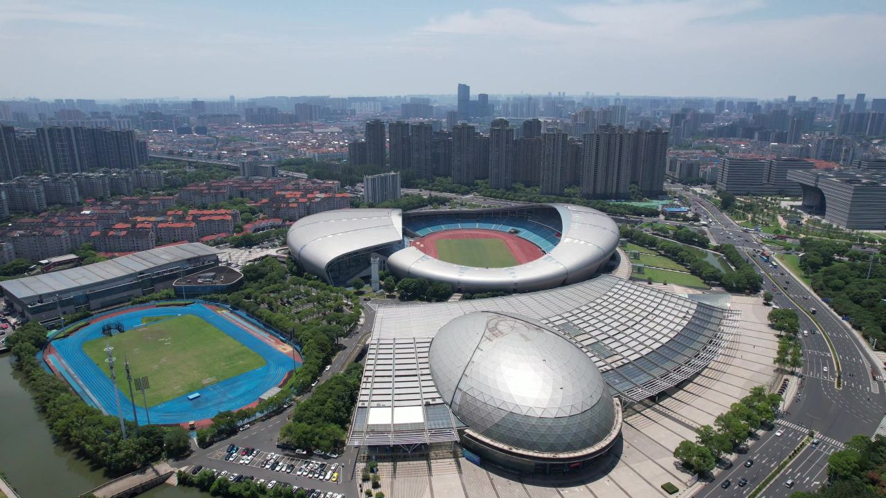 江苏常州城市风光地标建筑航拍 