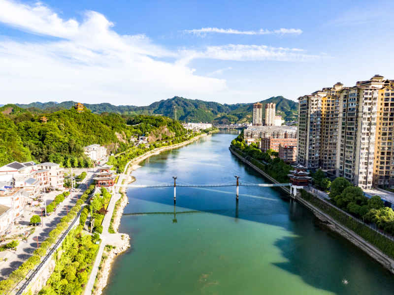 湖南通道城市风光航拍摄影图