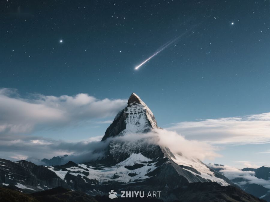 夜空流星划过雪山之巅 279