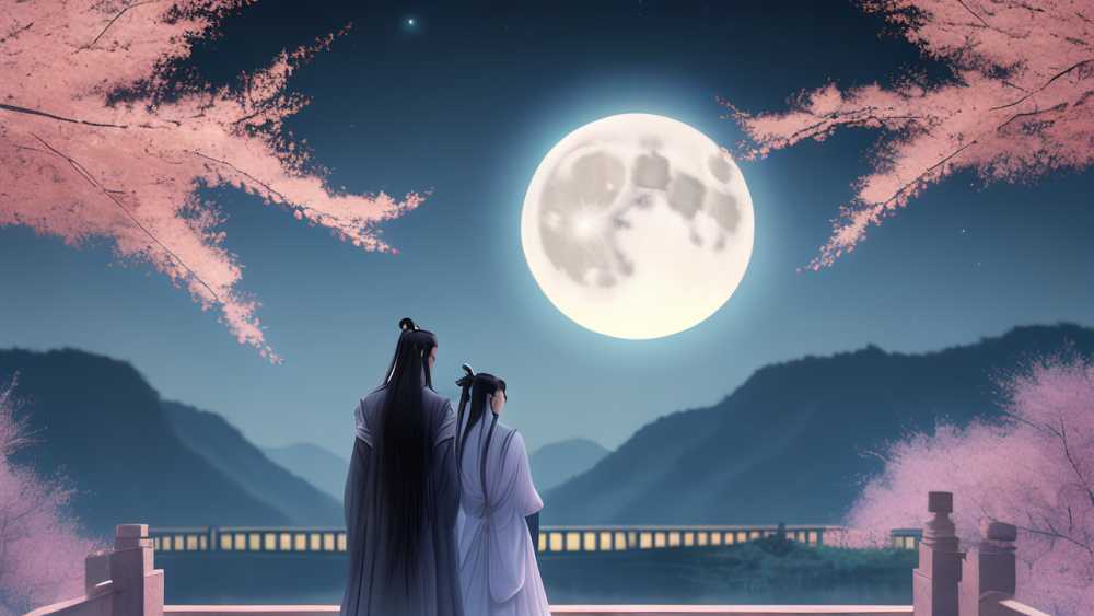 七夕情人节国潮七夕插画七夕节日情侣