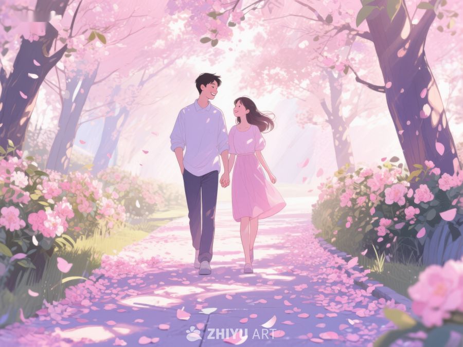情侣漫步樱花林 556