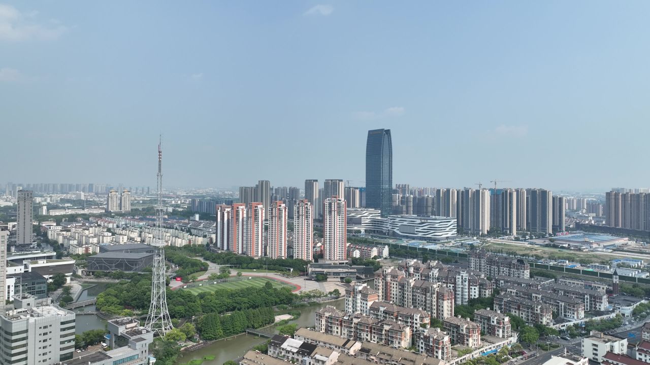 航拍昆山市区